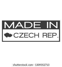 Made In Czech Republic. Stamp Rectagle Map. Logo Icon Symbol. Design Certificated. 