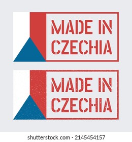 made in Czech Republic stamp set, product labels of Czechia