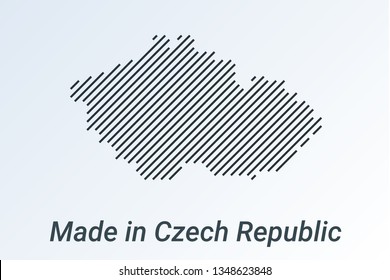 Made in Czech Republic, striped map in a black strip on a silver background. vector illustration
