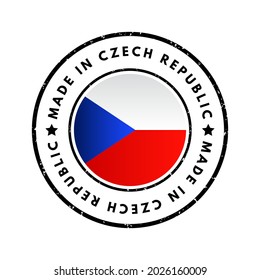 Hecho en la República Checa símbolo de emblema de texto, fondo de concepto