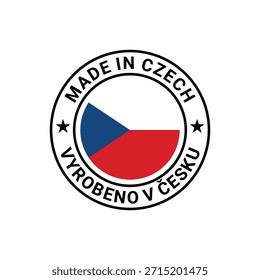 Hecho en el diseño de Vector del logotipo del círculo del sello checo con el elemento de la bandera checa	

