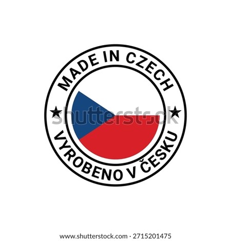 made in czech stamp circle logo vector design with czech flag element	
