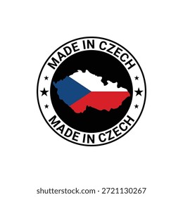 made in czech stamp design vector with map