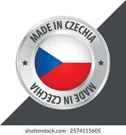 Made in Czechia czech republic badge logo flag sticker 3d vector illustration isolated on white