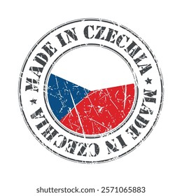 Made in Czechia czech republic stamp scratched flag badge logo vector illustration