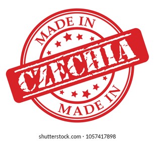 Made in Czechia red rubber stamp illustration vector on white background
