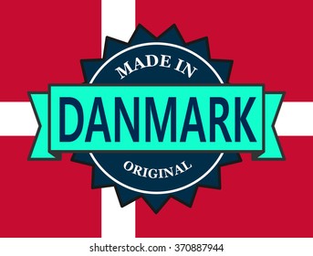 Made in Danmark label on country flag