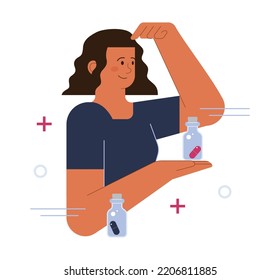 Made decision. Confident verdict, question or problem solution. Character make a choice. Risk and benefits analysis. Flat vector illustration