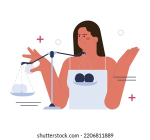 Made decision. Confident verdict, question or problem solution. Character make a choice. Risk and benefits analysis. Flat vector illustration