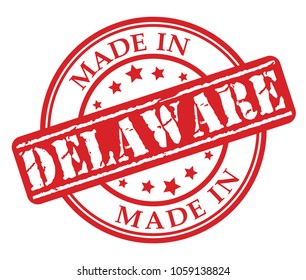 Made in Delaware red rubber stamp illustration vector on white background