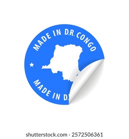 Made in Democratic Republic of the Congo - Country Map Sticker. Best Quality. Original Product. Vector illustration.