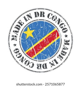 Made in Democratic Republic of Congo stamp scratched flag badge logo vector illustration