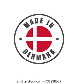 "Made in Denmark" badge with Danish flag