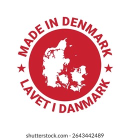 made in denmark circle logo vector with map element	