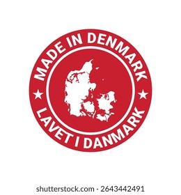 feito em vetor de logotipo de círculo da dinamarca com elemento de mapa	