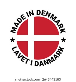 feito em vetor de logotipo de círculo da dinamarca com elemento de mapa	