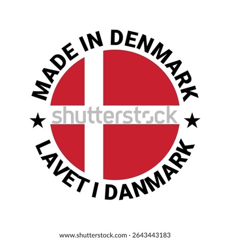 made in denmark circle logo vector with map element	