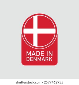 Made in denmark with flag. Vector circle symbol. Stamp made in with country flag
