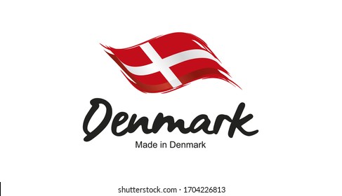 Made in Denmark handwritten flag ribbon typography lettering logo label banner