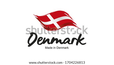 Made in Denmark handwritten flag ribbon typography lettering logo label banner