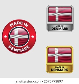 Made in Denmark icon set isolated on Gray background. Denmark  product labels