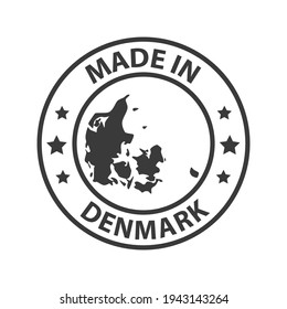 Made in Denmark icon. Stamp made in with country map