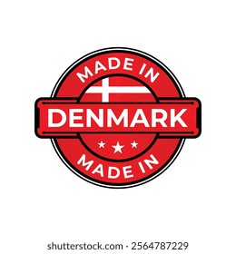 Made in Denmark label icon emblem isolated on white background. Vector quality logo emblem design element. Vector illustration