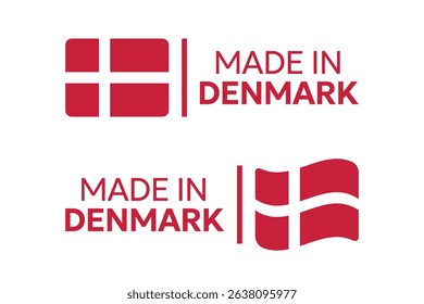 made in Denmark labels set, made in Kingdom of Denmark product icons