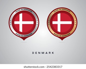 Made in Denmark. labels, stickers, pointer, badge and symbol of Denmark flag icon. Collection vector illustration