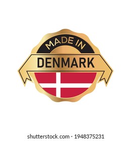 Made in DENMARK logo badge with  flag
