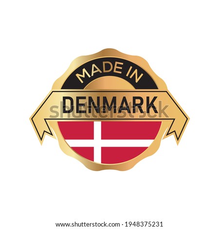 Made in DENMARK logo badge with  flag