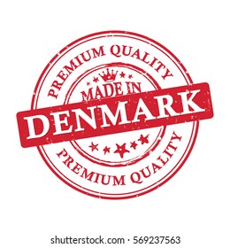 Made in Denmark, Premium Quality printable business grunge label / stamp.  Print colors used