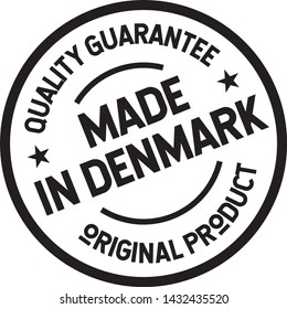 made in denmark production label on white