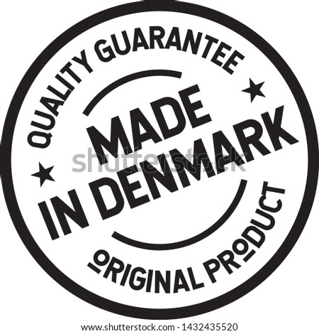 made in denmark production label on white