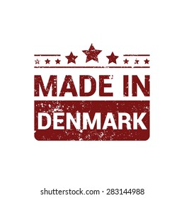Made in Denmark - Red grunge rubber stamp design isolated on white background. vector illustration vintage texture. Vector illustration