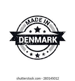 Made in Denmark - Round black grunge rubber stamp design isolated on white background. vector illustration vintage texture. Vector illustration