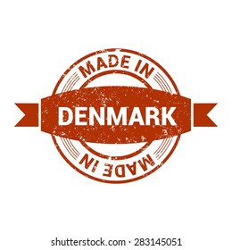 Made in Denmark - Round red grunge rubber stamp design isolated on white background. vector illustration vintage texture. Vector illustration