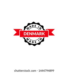 made in denmark stamp. product of denmark . rubber stamp with text made in denmark.product sticker or label. stamp with red ribbon.denmark watermark.