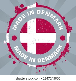 Made in Denmark Stamp. Vector Illustration Sign.