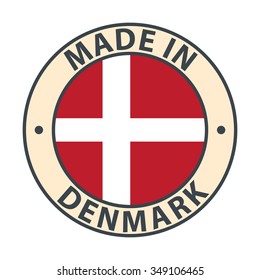 Made in Denmark stamp. Vector illustration. Isolated on white.