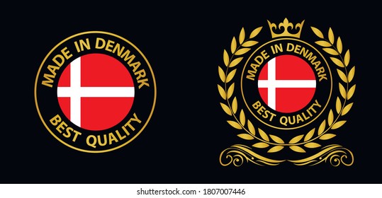 hecho en Dinamarca   marca vectorial. bolsa con bandera de Dinamarca
