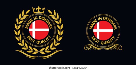 made in Denmark vector stamp. bagge with Denmark flag	
