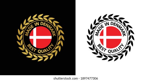 made in Denmark   vector stamp. bagge with Denmark  flag