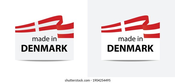 hergestellt in Dänemark   Vektorstempel. Gepäckstück mit dänischer Flagge