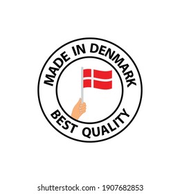 hecho en Dinamarca   marca vectorial. bolsa con bandera de Dinamarca