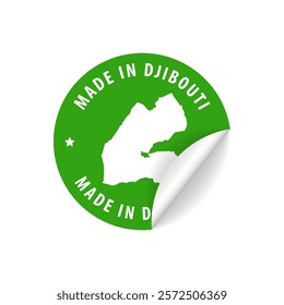 Made in Djibouti - Country Map Sticker. Best Quality. Original Product. Vector illustration.