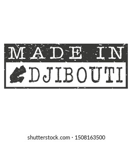 Made In Djibouti. Stamp Rectangle Map. Logo Icon Symbol. Design Certificated.