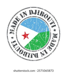 Made in Djibouti stamp scratched flag badge logo vector illustration