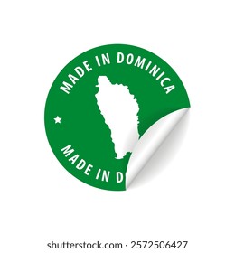 Made in Dominica - Country Map Sticker. Best Quality. Original Product. Vector illustration.