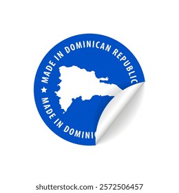 Made in Dominican Republic - Country Map Sticker. Best Quality. Original Product. Vector illustration.